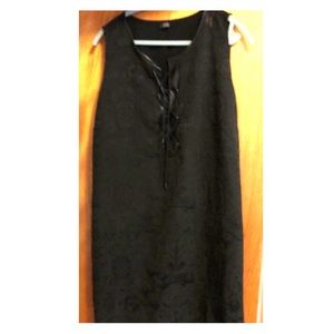 Lace up Jacquard sleeveless dress